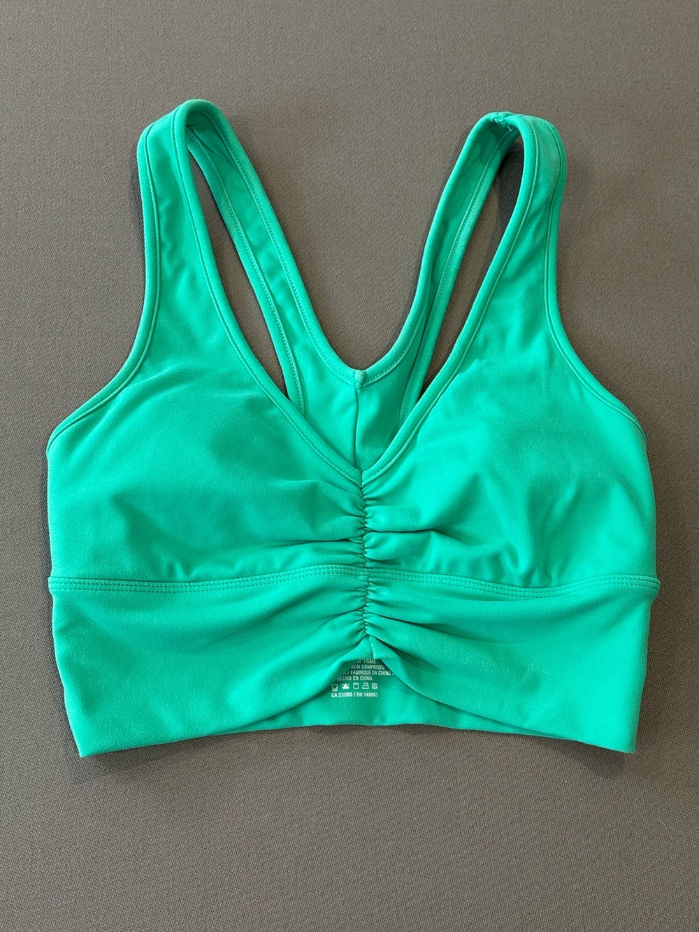 Kelly green Ruched racer back sports bra